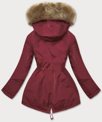 ZIMOWA KURTKA DAMSKA Z FUTRZANĄ PODSZEWKĄ BORDO-BEŻ (W558BIG)