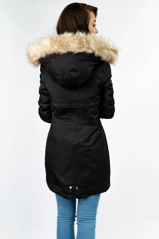 DAMSKA PARKA ZIMOWA NA MISIU CZARNA (B2623)