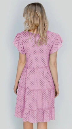 LETNIA SUKIENKA W GROCHY LILAC (584ART)