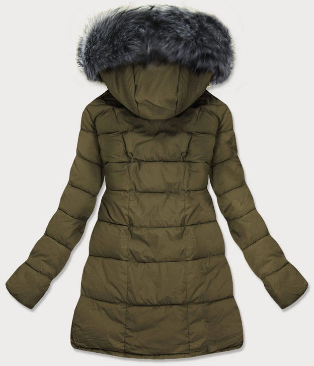 DAMSKA KURTKA PIKOWANA ZIMOWA Z KAPTUREM KHAKI (17-032)