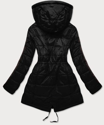 Dwustronna kurtka damska czarno-brązowa (w556-1)