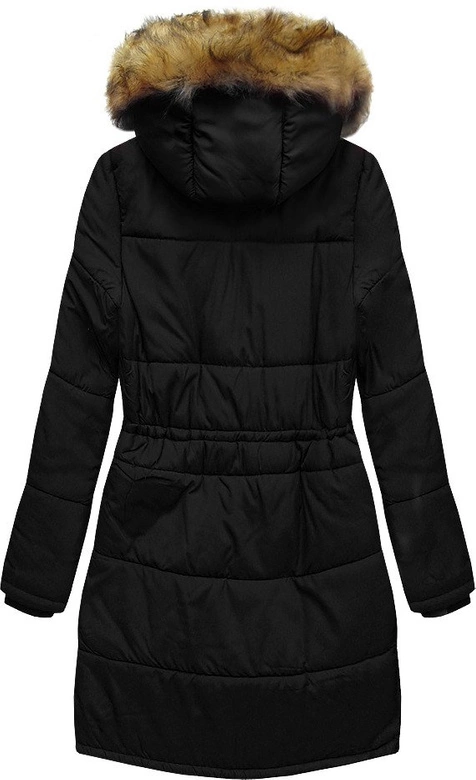 PIKOWANA DAMSKA KURTKA ZIMOWA Z KAPTUREM CZARNA (B2627)