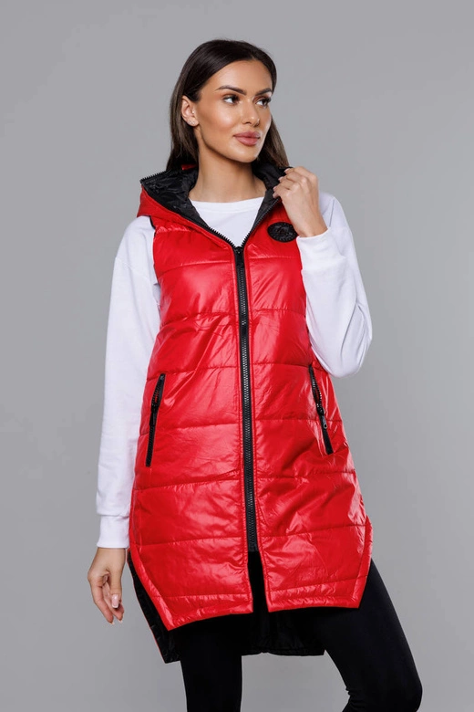 Kamizelka z geometrycznym dołem czerwona (B0122-4)