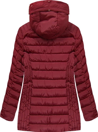 PIKOWANA DAMSKA KURTKA ZIMOWA Z KAPTUREM BORDOWA (B2630-30)