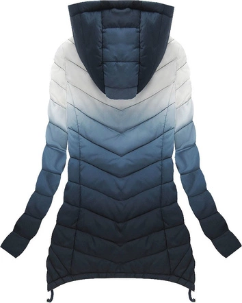 PIKOWANA KURTKA OMBRE BIAŁO-GRANATOWA (W535)