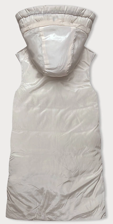 Długa kamizelka damska dwustronna czarny-ecru (V771)