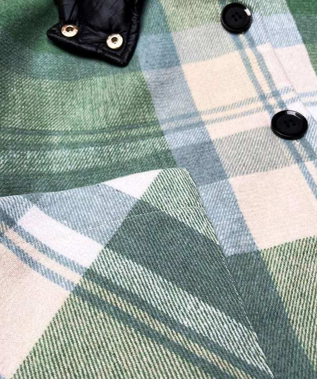 Krótka kurtka koszulowa w kratę zielona (AG3-1839)