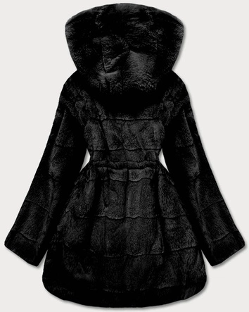 Futrzana kurtka damska czarna (CX009-1)