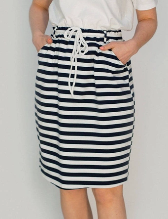 DRESOWA SPÓDNICA Z KIESZENIAMI GRANATOWO-BIAŁA (592ART)