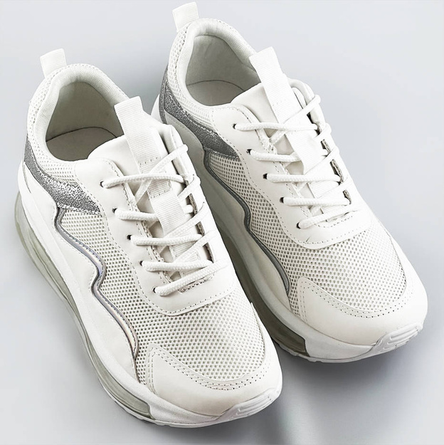 Buty sportowe damskie z transparentną podeszwą białe (ym-148)