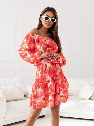 Sukienka hiszpanka z długim rękawem czerwona (8282)