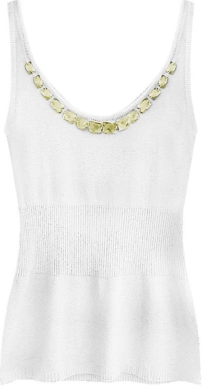 SWETERKOWA BLUZKA NA RAMIĄCZKACH BIAŁA (1104)