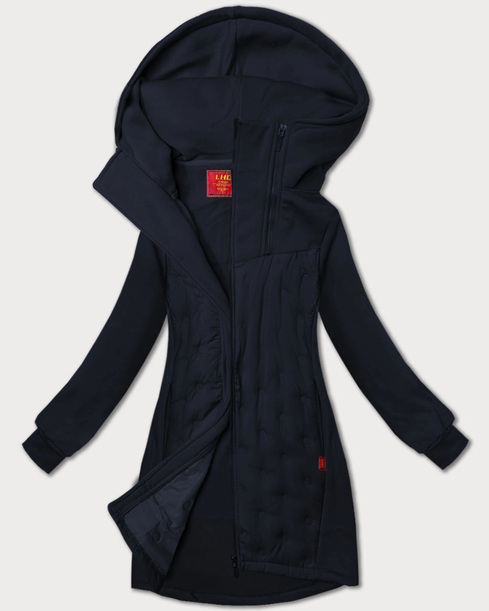 Długa bluza ze stójką i kapturem LHD granatowa (AMG-178)