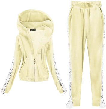 WELUROWY DRES LA PERLA Z LAMPASAMI ŻÓŁTY (570ART)