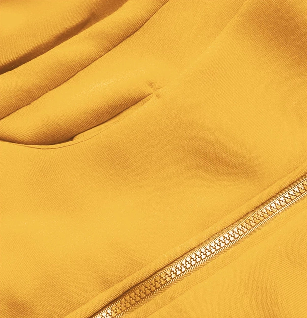 DAMSKI KOMPLET DRESOWY Z ROZPINANĄ BLUZĄ MUSZTARDOWY (AMG878)