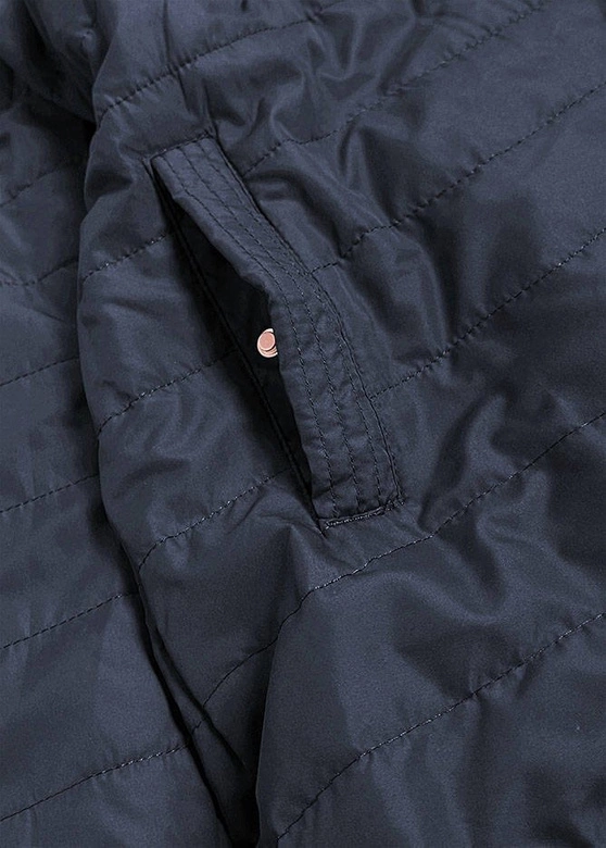 DWUSTRONNA KURTKA DAMSKA PEPITKA BRĄZOWO-GRANATOWA (W506)