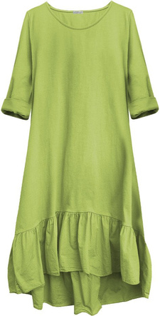 BAWEŁNIANA SUKIENKA OVERSIZE LIMONKOWA (403/3ART)