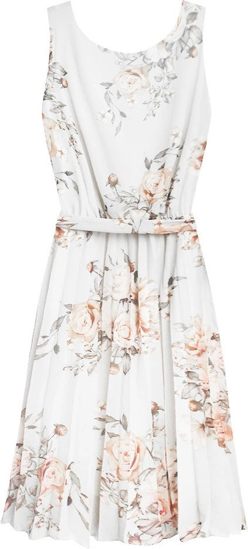 SZYFONOWA SUKIENKA W KWIATY BIAŁA (347ART)