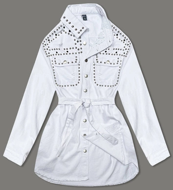 Jeansowa kurtka damska oversize biała (M6959)