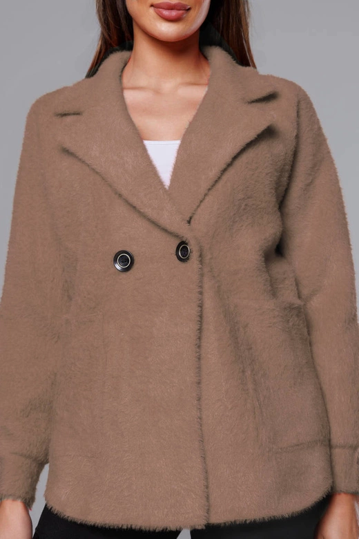 Krótka narzutka alpaka ciemnobeżowa (CJ65)