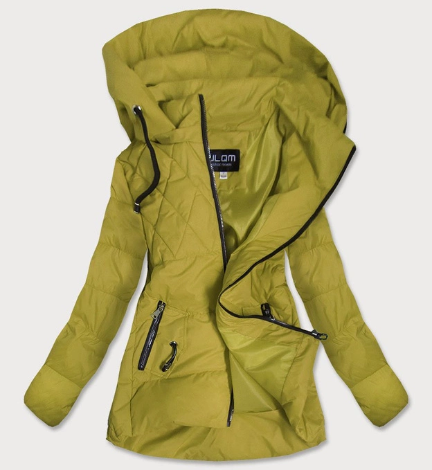 DAMSKA KURTKA ASYMETRYCZNA MUSZTARDOWA (905)