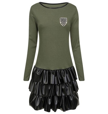 MINI SUKIENKA Z FALBANAMI KHAKI (0985)