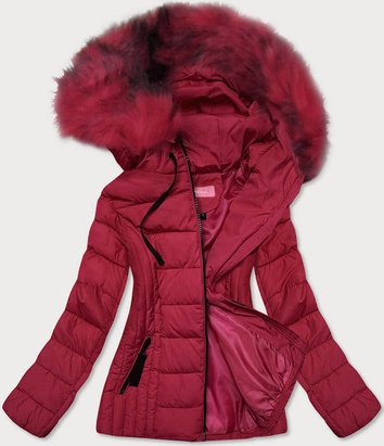 CIENKA KURTKA ZIMOWA DAMSKA Z KAPTUREM CZERWONA (8943-B)