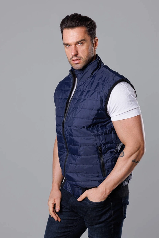 Pikowany bezrękawnik męski granatowy (8MY77-2)