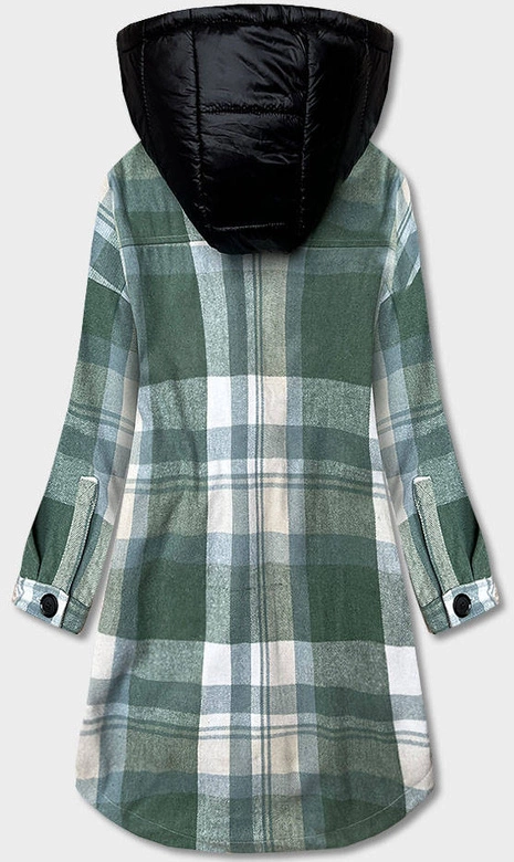 Damska kurtka koszulowa w kratę zielona (AG3-1813)