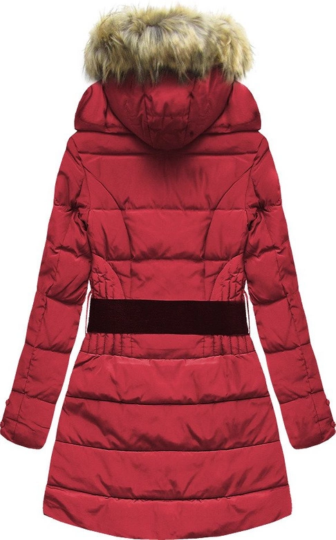 PIKOWANA KURTKA Z PUCHEM NATURALNYM CZERWONA (X1212X)