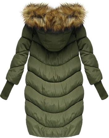 PIKOWANA KURTKA Z RĘKAWEM 3/4 KHAKI (W702)