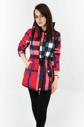 Dwustronna kurtka damska czerwono-czarna (w653)