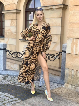 WZORZYSTA SUKIENKA MAXI CZARNA (682/2ART)