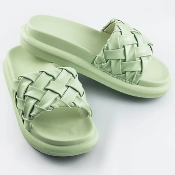 Damskie klapki z plecionką zielone (xa-137)