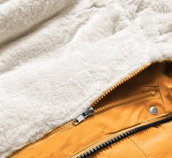 Ciepła kurtka zimowa damska żółta-ecru (w629)