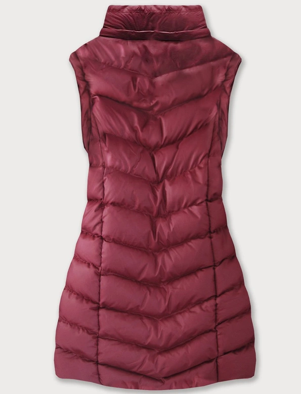 Zimowa kurtka damska z odpinanymi rękawami burgundowa (w761)