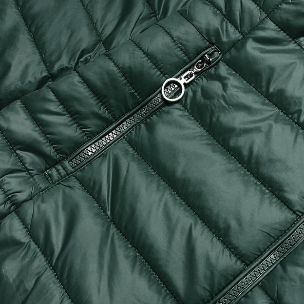 CIENKA KURTKA DAMSKA ZE STÓJKĄ ZIELONA (BH-2006)