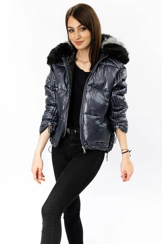 DWUSTRONNA KURTKA DAMSKA GRAFITOWA (B9555)