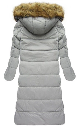 PŁASZCZ ZIMOWY Z Z PUCHEM NATURALNYM SZARY (8069)