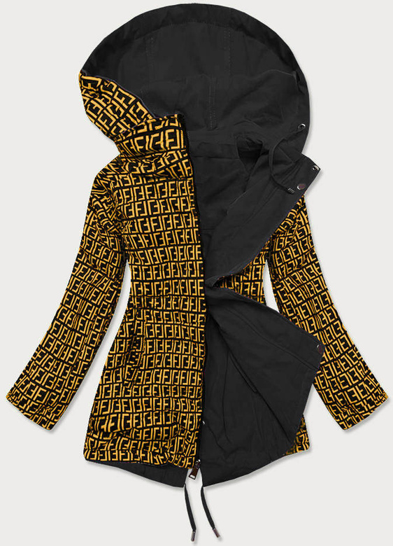Dwustronna kurtka parka damska czarno/żółta (w703big)