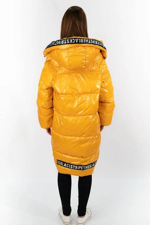 DAMSKA BŁYSZCZĄCA KURTKA ZIMOWA ŻÓŁTA (631ART)