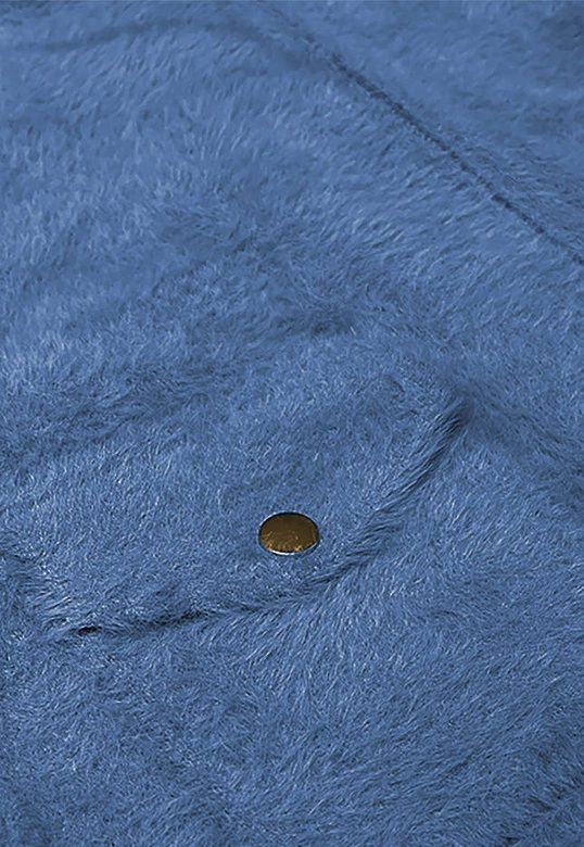 Krótka wełniana kurtka alpaka niebieska (553)