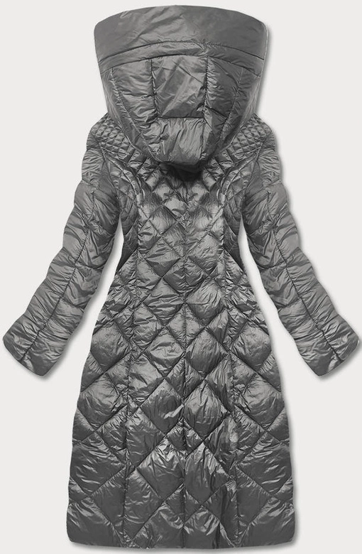 Długa kurtka pikowana damska szara (ag1-j9082)