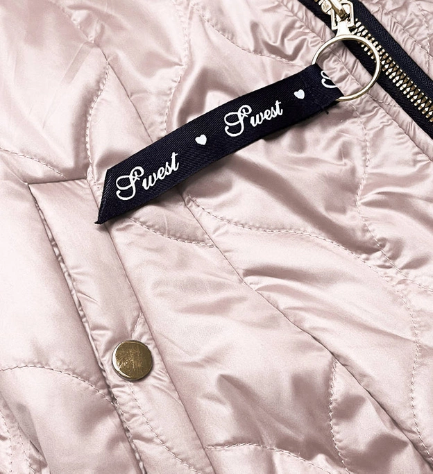 Krótka kurtka damska ze stójką beżowa (B8122-51)