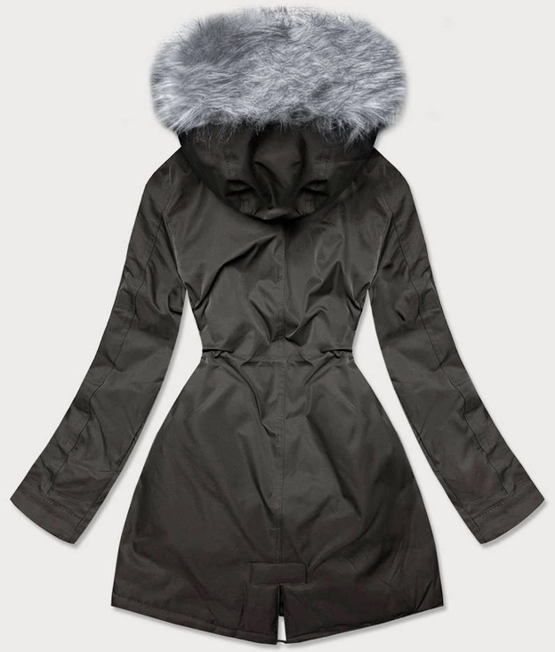 PARKA DAMSKA ZIMOWA Z FUTERKIEM KHAKI-SZARY (B532-11070)