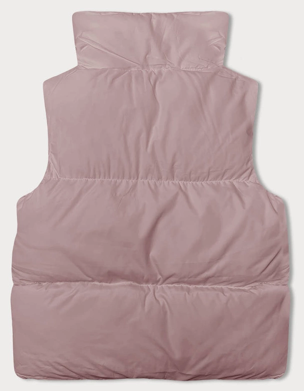 Puchowa kamizelka damska ze stójką różowa (5M3150-46)