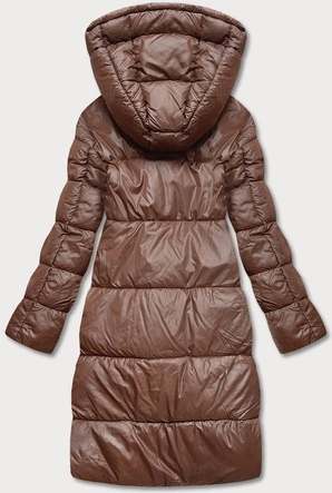 Długa dwustronna kurtka zimowa brąz/cappuccino (l22-9852-300/62)