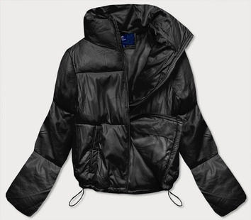 KRÓTKA KURTKA DAMSKA ZE SKÓRY EKOLOGICZNEJ CZARNA (202016)