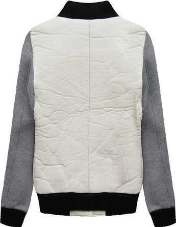 BOMBERKA Z ŁĄCZONYCH MATERIAŁÓW ECRU (028LJ)