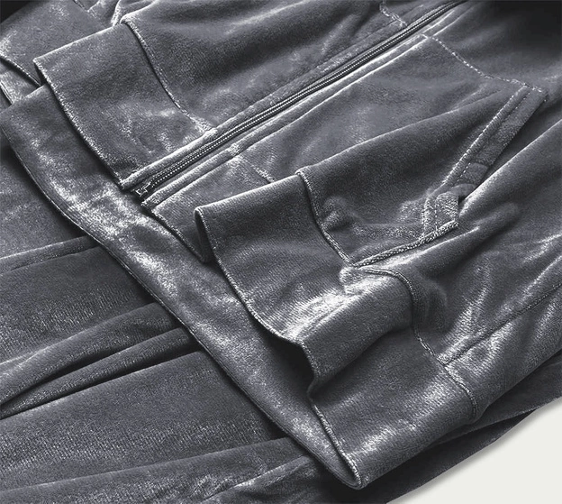 WELUROWY DRES DAMSKI GRAFITOWY (81222)